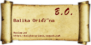 Balika Oriána névjegykártya